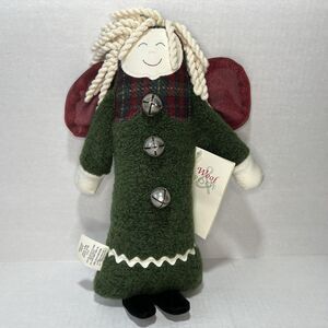 Woof & Poof Plush 14” Angel With Tush Tag, Hang Tag & Button 2002 Green Red